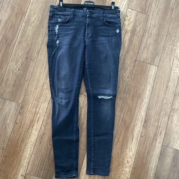 7 for all Mankind High Waist Ankle Skinny - Bastle Grey - Picture 2 of 3